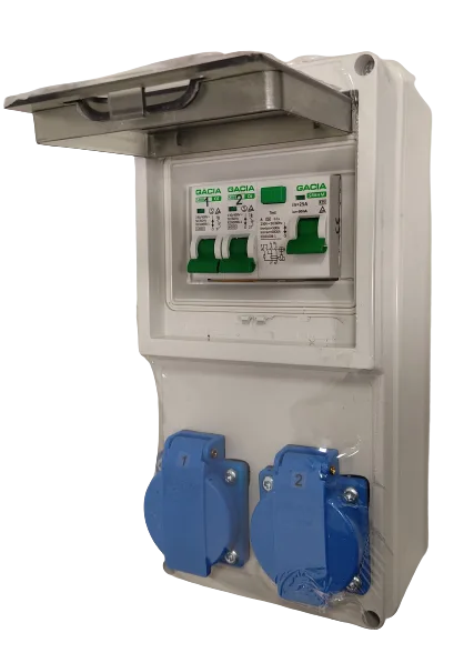Stromverteiler inklusive FI + 2x Leitungsschutzschalter mit 6A / Anschlussbuche für Schnellinstallation
