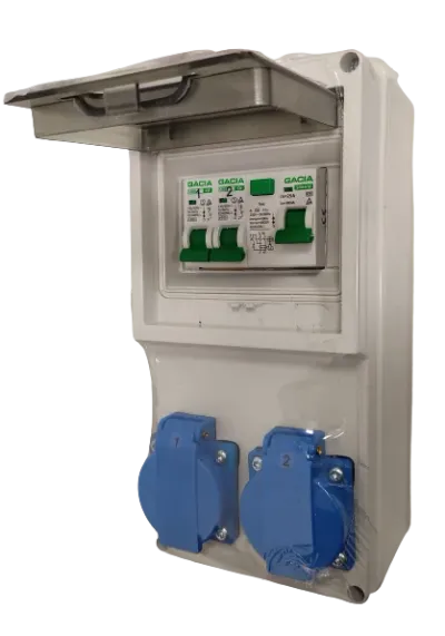Stromverteiler inklusive FI + 2x Leitungsschutzschalter mit 6A / Anschlussbuche für Schnellinstallation