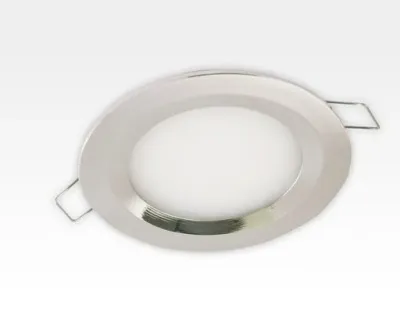6W LED Einbau Downlight Edelstahl rund Warm Weiß 1,5m Kabel / 2700-3200K 450lm 24VDC IP65 120Grad