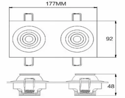 6W LED Fokus Doppel Einbauspot silber rechteckig Neutral Weiß / 4000K 400lm 230VAC 10-60Grad -Ausstellungsstück mit kleinen Schönheitsfehler — Bild 5